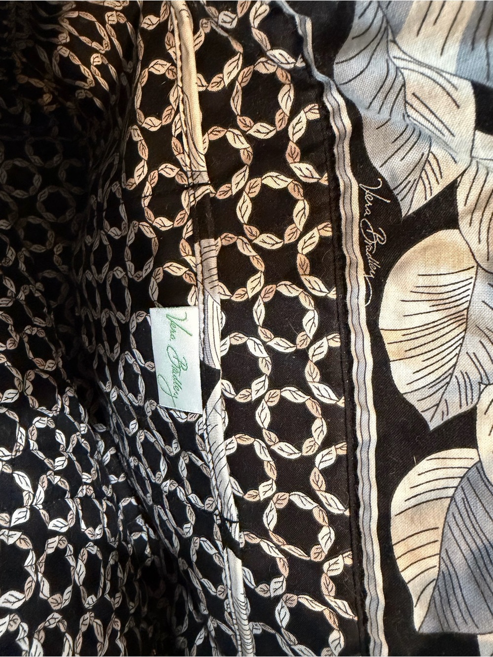 Vera Bradley Black & Cream Floral Quilted Tote - Picture 11 of 11